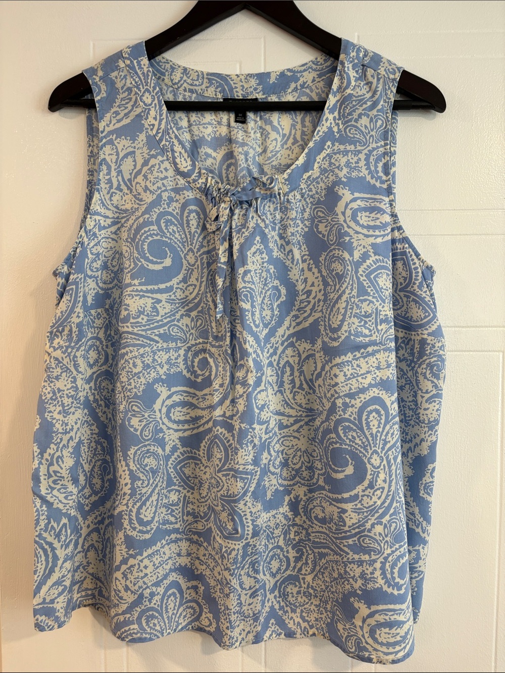 Talbots Light Blue and White Paisley Top